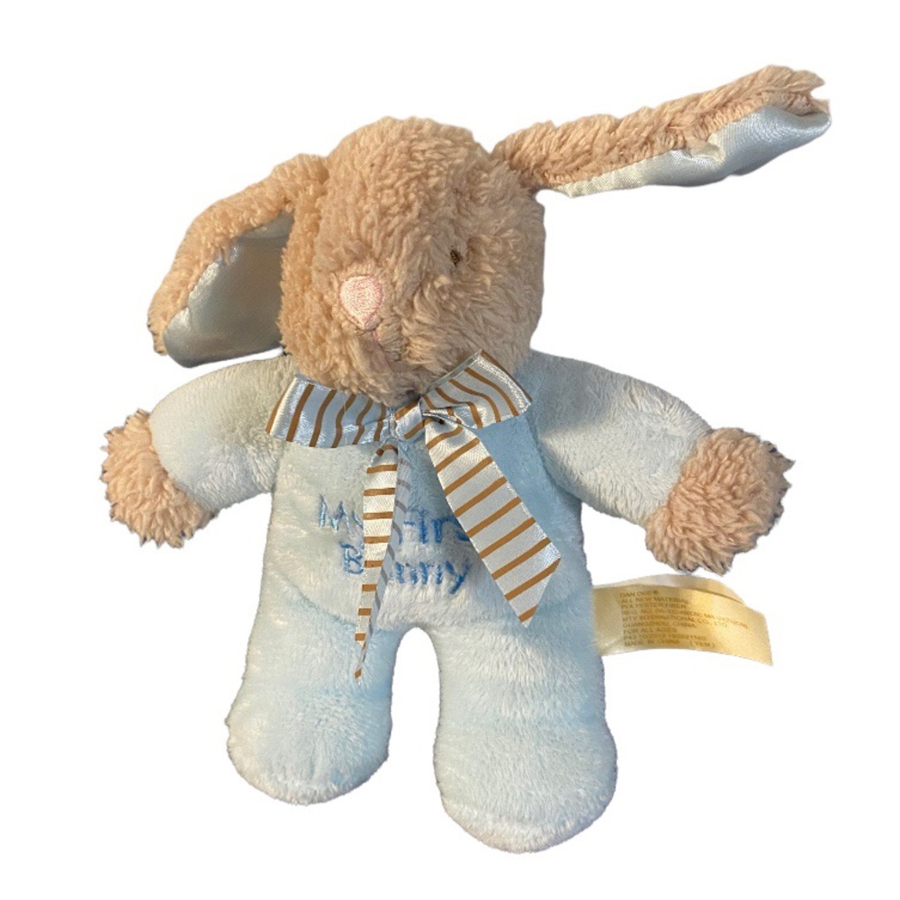 Dan Dee Blue My First Bunny Plush Easter Stuffed Rattle Lovey Boy Toy Dandee